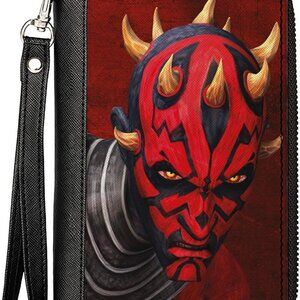 Women's PU Zip Around Wallet Rectangle, Star Wars Darth Maul, 7.5"x4.5"